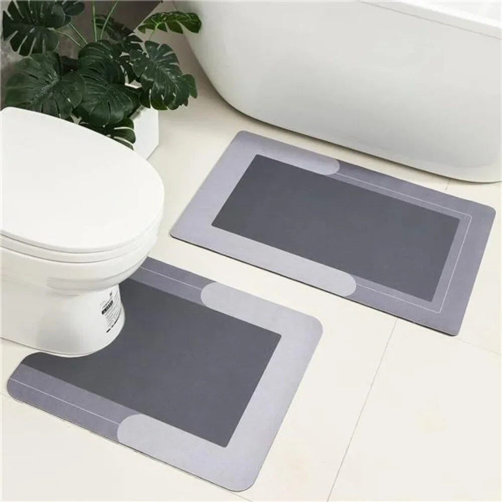 3PCS Bath Mat Rug Rubber Non Slip Quick Dry Rug Sets Super Absorbent Thin Rug